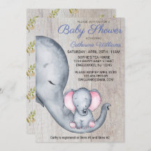 Sweet Rustic Elephant Blue Boy Baby Shower