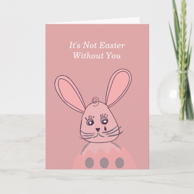 Sweet Sad Easter Bunny Greeting Card Family Friend (Front)