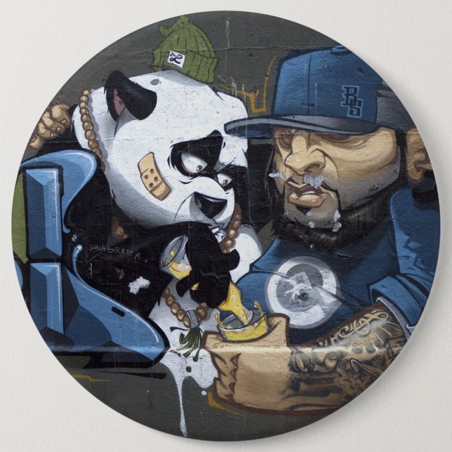 Sweet Sad Panda Found A Buddy 6 Cm Round Badge (Front)