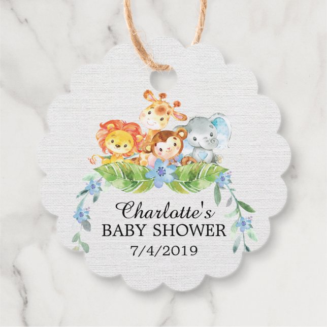 Sweet Safari Animals Baby Shower Favour Gift Tag (Back)