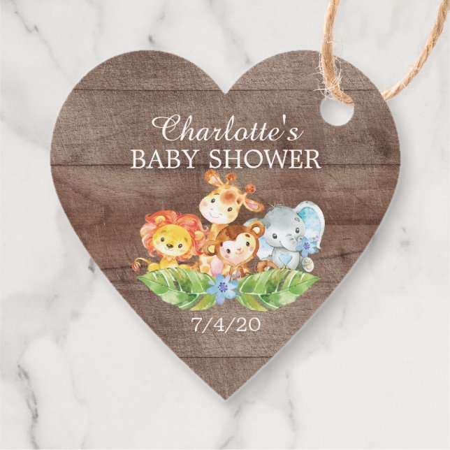 Sweet Safari Animals Baby Shower Favour Gift Tag (Back)