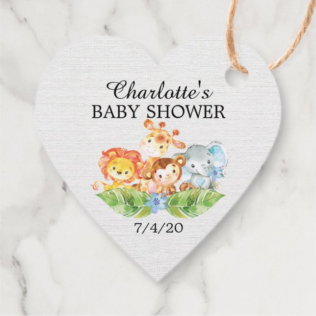 Sweet Safari Animals Baby Shower Favour Gift Tag (Back)