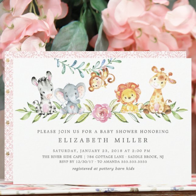 Sweet Safari Animals Baby Shower Invitation (Creator Uploaded)