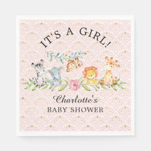 Sweet Safari Animals Baby Shower Paper Napkins