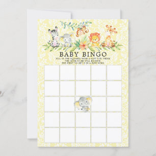 Sweet Safari Animals BINGO Baby Shower Game Invitation