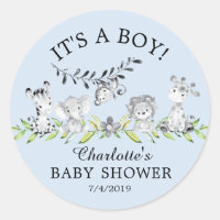 Sweet Safari Animals It' a Girl Favour Sticker