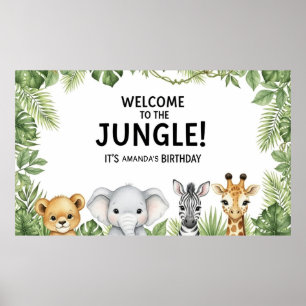 Sweet Safari Animals Welcome Jungle Birthday Poster