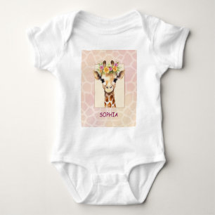 Sweet Safari Baby Giraffe in Pink and Yellow Bodysuit
