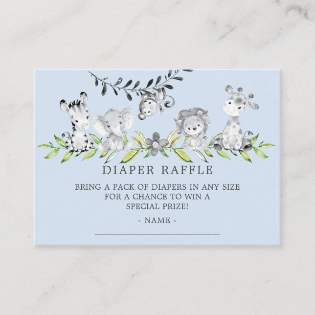 Sweet Safari Baby Shower Diaper Raffle Ticket Enclosure Card (Front)