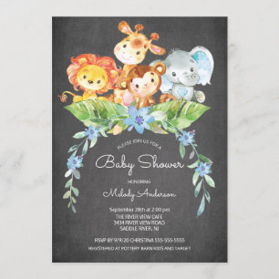 Sweet Safari Jungle Boys Baby Shower Invitation