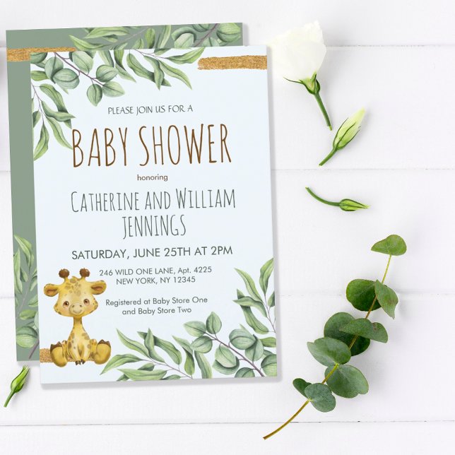 Sweet Safari Jungle Eucalyptus Giraffe Baby Shower Invitation (Creator Uploaded)