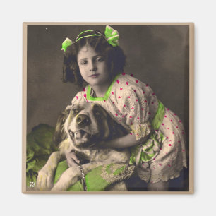 Sweet Saint Bernard Vintage Photo Magnet