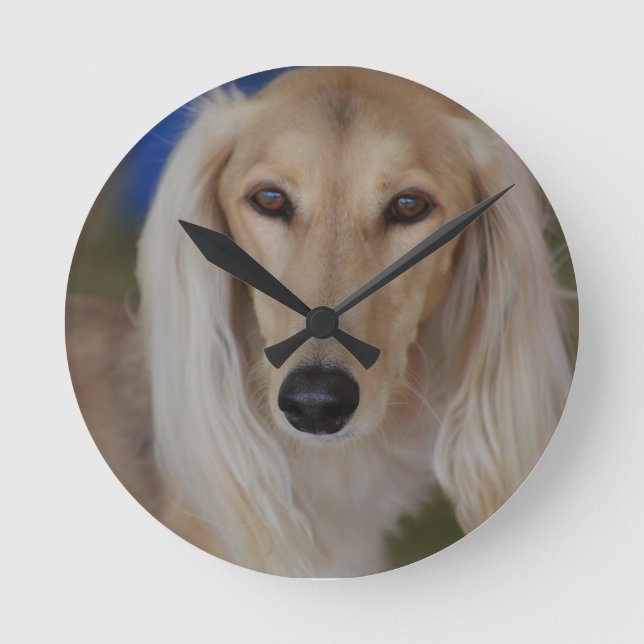 Sweet Saluki Round Clock (Front)