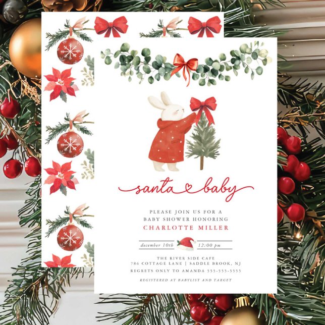 Sweet “Santa Baby” holiday baby shower Invitation (Creator Uploaded)
