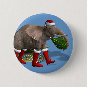 Sweet Santa Claus Elephant 6 Cm Round Badge