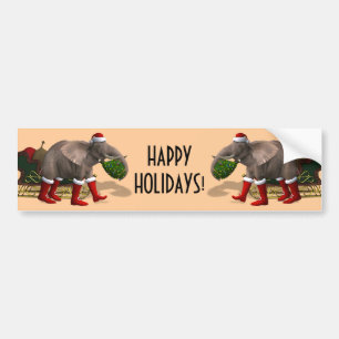 Sweet Santa Claus Elephant Bumper Sticker