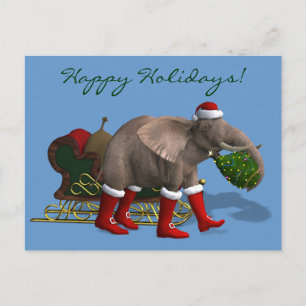 Sweet Santa Claus Elephant Holiday Postcard