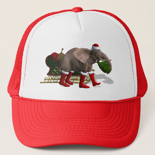 Sweet Santa Claus Elephant Trucker Hat (Front)