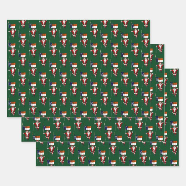 Sweet Santa Claus Visiting North Carolina Wrapping Paper Sheet (Set)