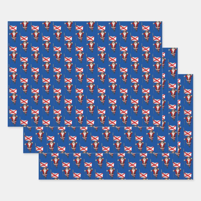 Sweet Santa Claus Visits Alabama Wrapping Paper Sheet (Set)