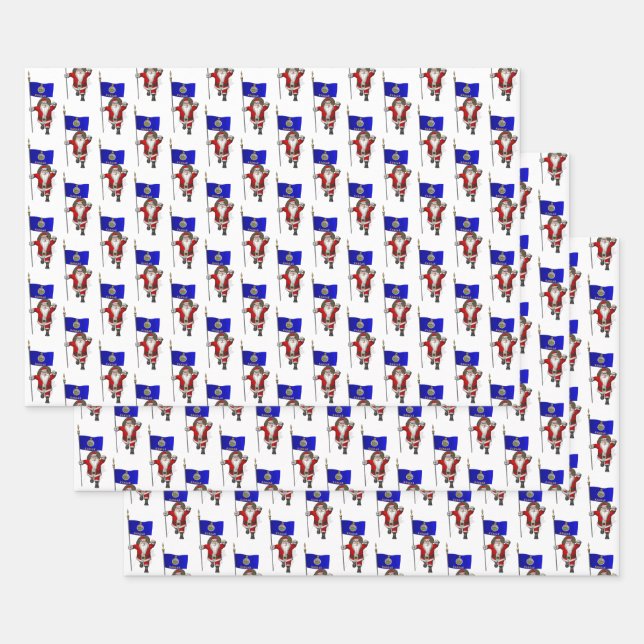 Sweet Santa Claus Visits Kansas Wrapping Paper Sheet (Set)