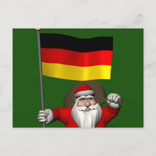 Sweet Santa Claus With Ensign Of Germany Holiday Postcard