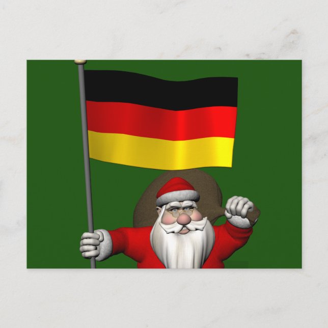 Sweet Santa Claus With Ensign Of Germany Holiday Postcard (Front)