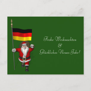 Sweet Santa Claus With Ensign Of Germany Holiday Postcard