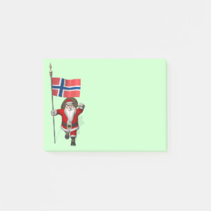 Sweet Santa Claus With Ensign Of Norway Post-it Notes