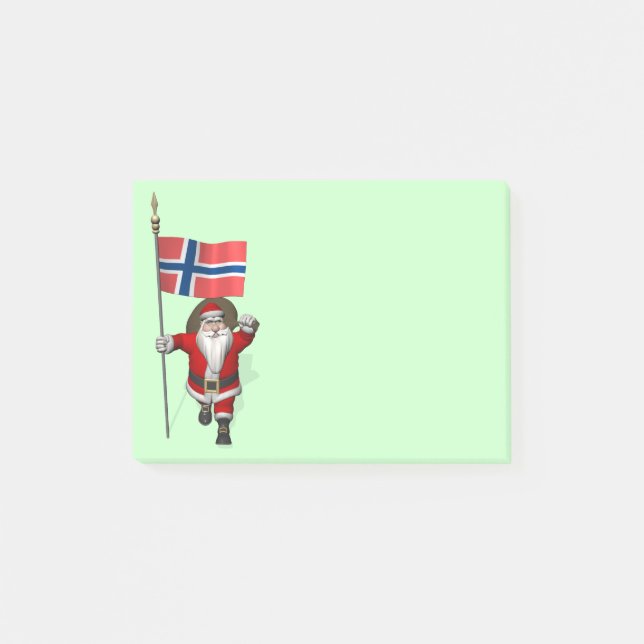 Sweet Santa Claus With Ensign Of Norway Post-it Notes (Front)