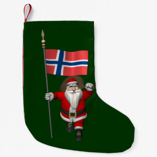 Sweet Santa Claus With Ensign Of Norway Small Christmas Stocking