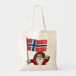 Sweet Santa Claus With Ensign Of Norway Tote Bag