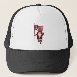 Sweet Santa Claus With Ensign Of Norway Trucker Hat