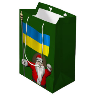 Sweet Santa Claus With Ensign Of The Ukraine Medium Gift Bag