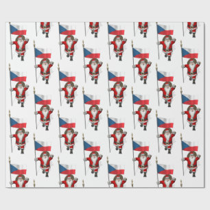Sweet Santa Claus With Flag Of Czech Republic Wrapping Paper