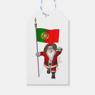 Sweet Santa Claus With Flag Of Portugal Gift Tags