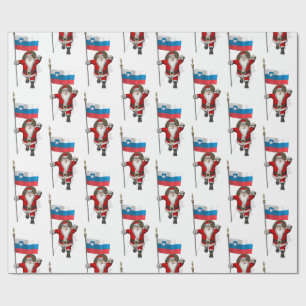 Sweet Santa Claus With Flag Of Slovenia Wrapping Paper