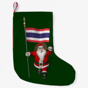 Sweet Santa Claus With Flag Of Thailand Small Christmas Stocking