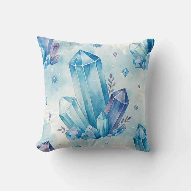 Sweet Sapphire Crystal Design Accent Throw Pillow (Front)