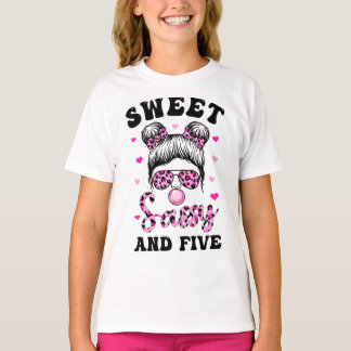 Sweet Sassy And Five Messy Bun Leopard Sunglasses T-Shirt