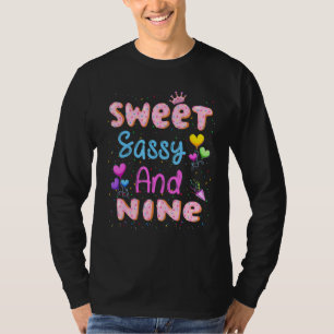 Sweet Sassy And Nine 9th Birthday Doughnut 9 Years T-Shirt