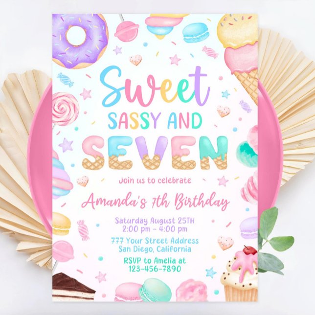 Sweet Sassy and Seven Birthday Invitation 7th Bday (Creator Uploaded)