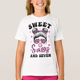 Sweet Sassy And Seven Messy Bun Leopard Sunglasses T-Shirt