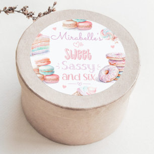 Sweet sassy ans six pastel birthday classic round sticker