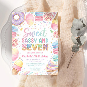 Sweet Sassy Seven 7th Birthday Invitation