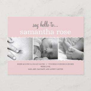 Sweet Scallops Birth Announcement - Baby Girl Postcard