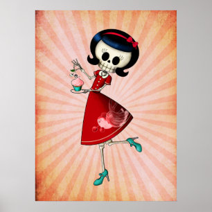 Sweet & Scary Skeleton Girl Poster