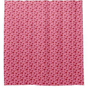 Sweet Scatter Hearts - Candy Pink & Red Shower Curtain