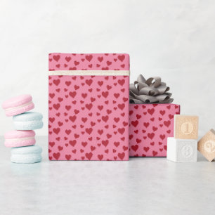 Sweet Scatter Hearts - Candy Pink & Red Wrapping Paper