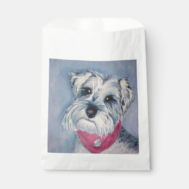 SWEET SCHNAUZER PUPPY DOG THANK YOU FAVOUR BAGS (Front)